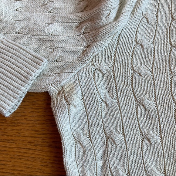 Polo by Ralph Lauren Men Cable Knit Sweater L 100% Tussah Silk V-Neck Pony Logo - Picture 9 of 11